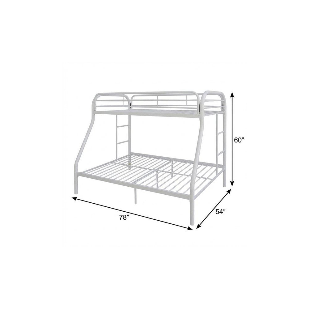 White Twin Over Full Contemporary Metal Bunk Bed