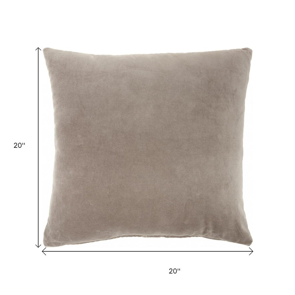 Taupe Soft Velvet Accent Throw Pillow