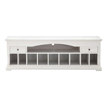 71" White Solid Console Table With Shelves And Drawers