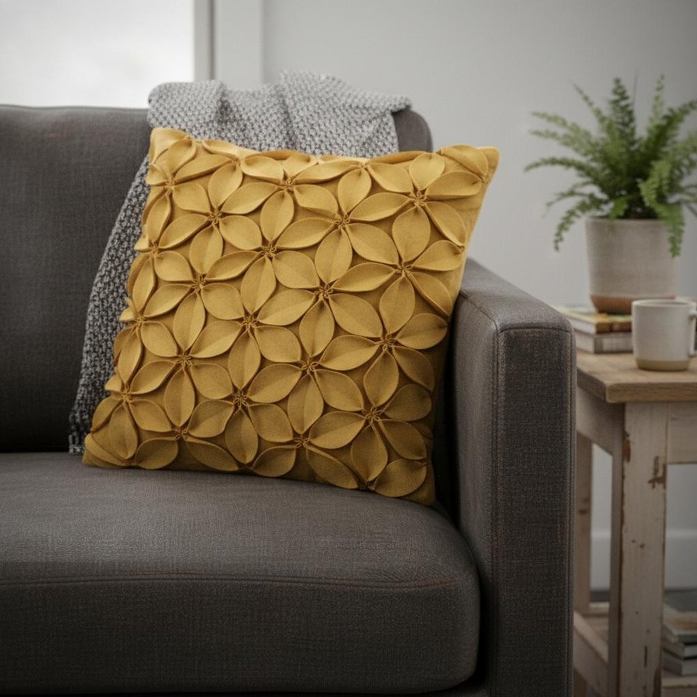 Yellow  Pinwheel Floral Petal Down Throw Pillow