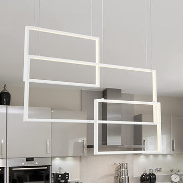 White Candle Style Three Light Metal LED Dimmable Chandelier