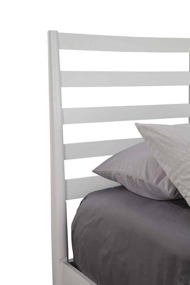 White Slat Back Solid Wood Queen Bed Frame