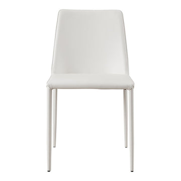 Set of Two White Faux Leather And Iron Dining Side Chairs