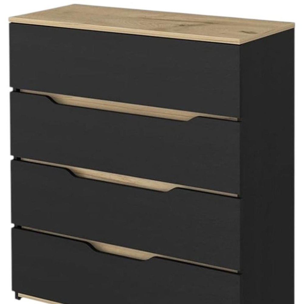 Two Piece Black Natural And Oak Bedroom Set
