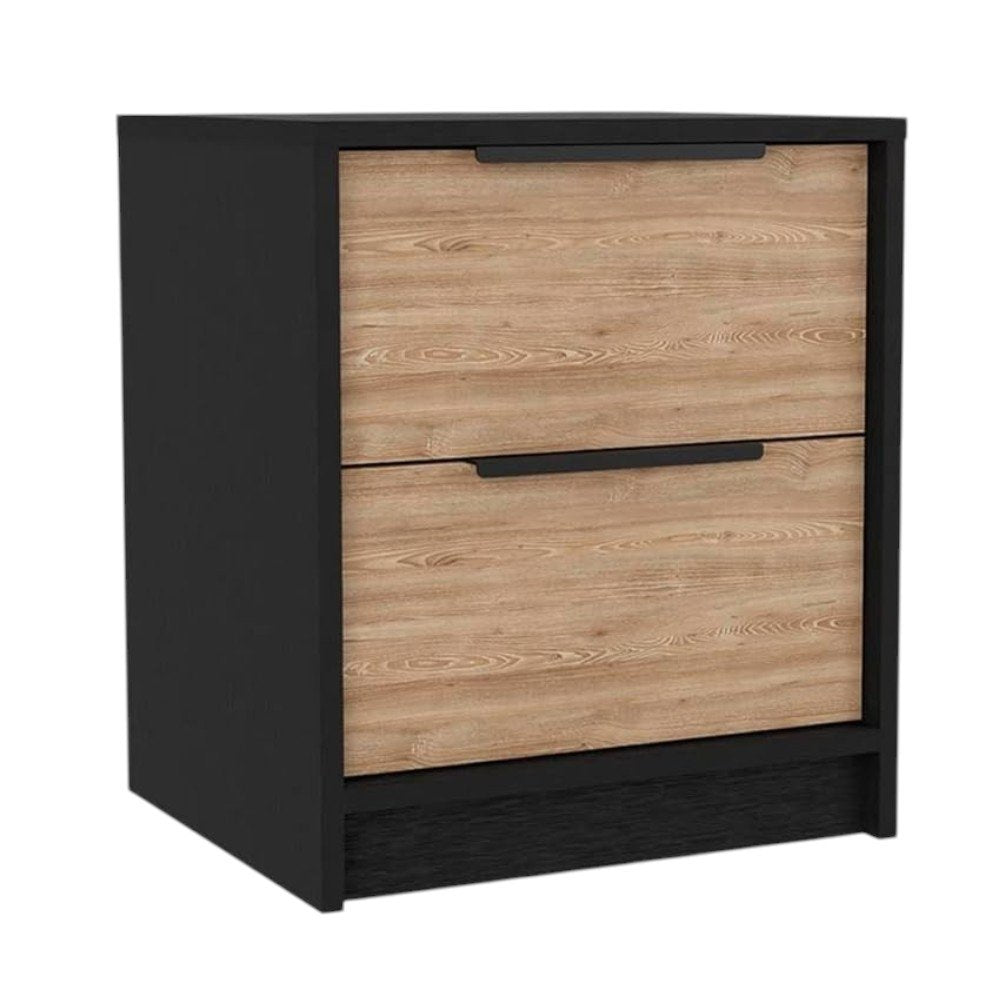 Two Piece Black Natural And Oak Bedroom Set
