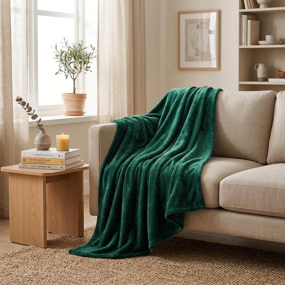 Twin Jungle Green Fleece Knitted Plush Blanket