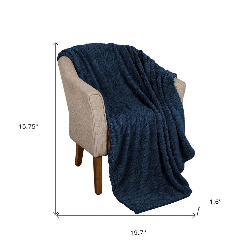 Twin Navy Blue Fleece Geometric Plush Blanket