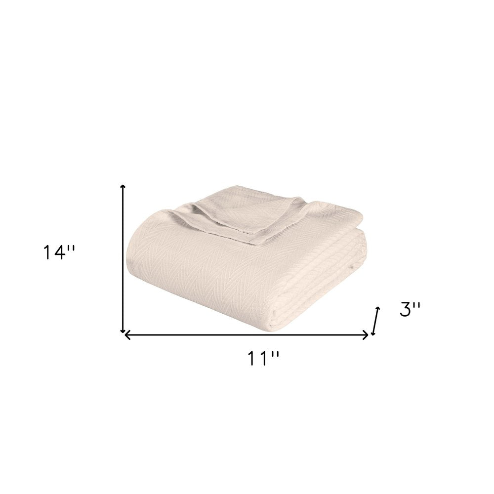 Twin Ivory Cotton Chevron Blanket
