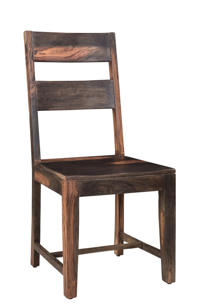 Seven Piece Brown Solid Wood Dining Set with Six Chairs