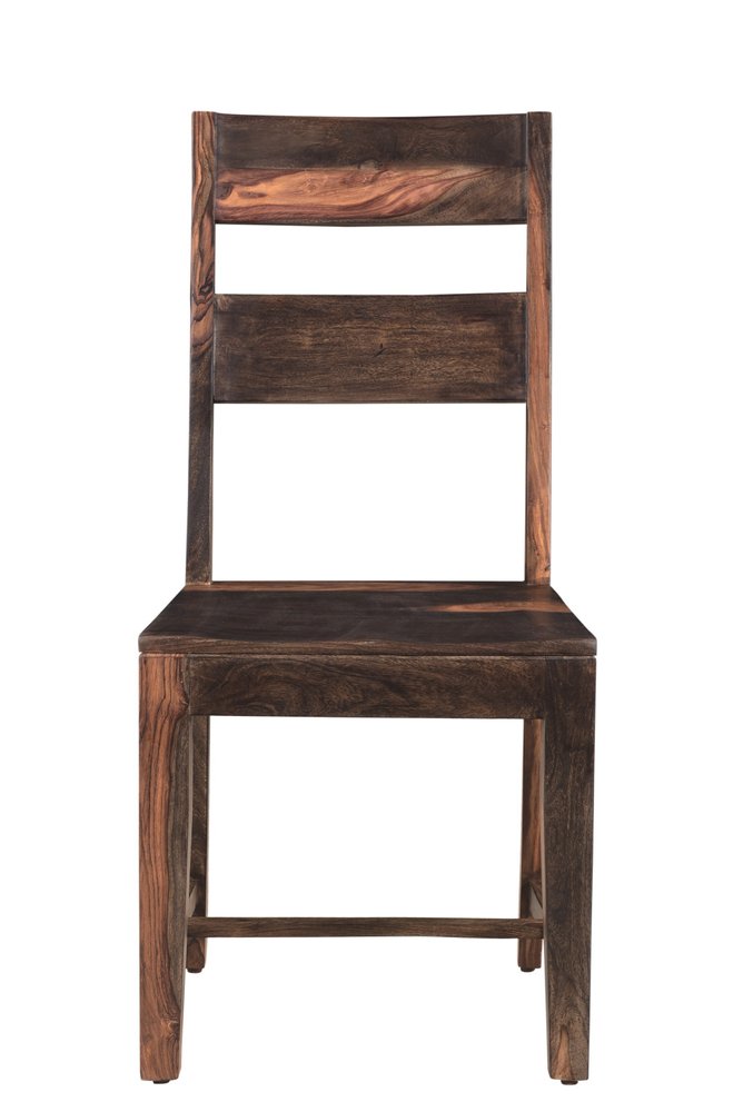 Seven Piece Brown Solid Wood Dining Set with Six Chairs