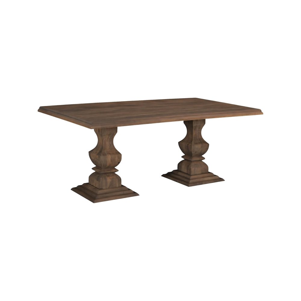 96" Brown Solid Wood Double Pedestal Base Dining Table