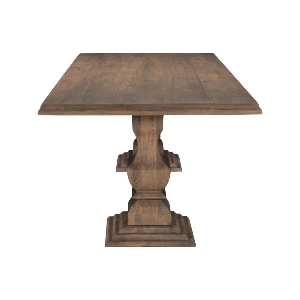 96" Brown Solid Wood Double Pedestal Base Dining Table