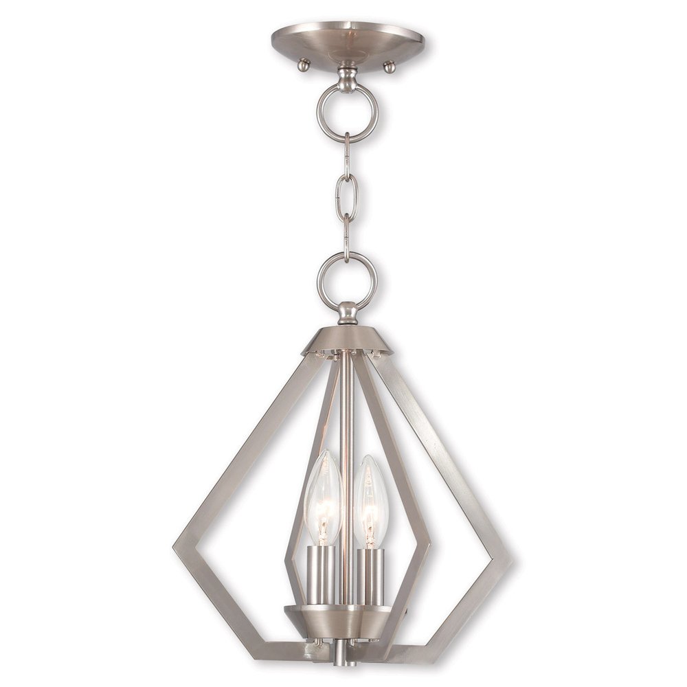 Nickel Two Light Metal Dimmable Chandelier With Shades