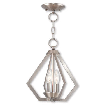 Nickel Two Light Metal Dimmable Chandelier With Shades