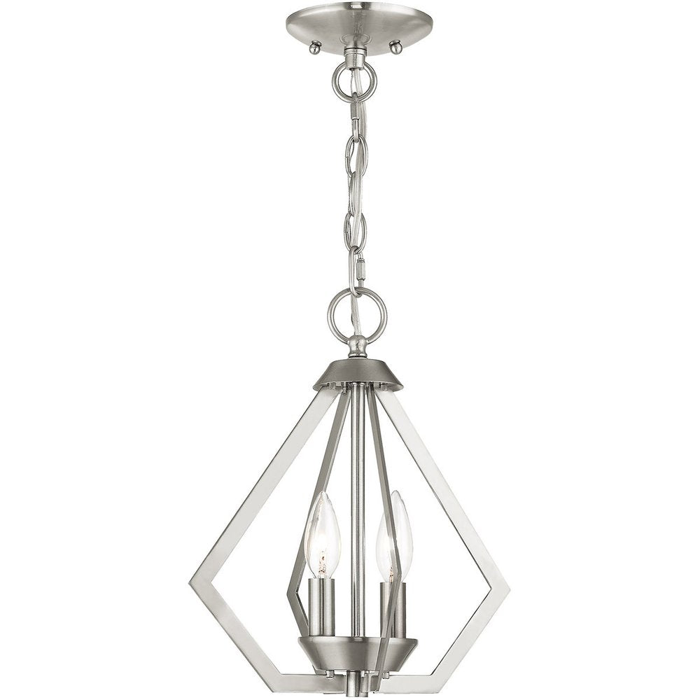 Nickel Two Light Metal Dimmable Chandelier With Shades