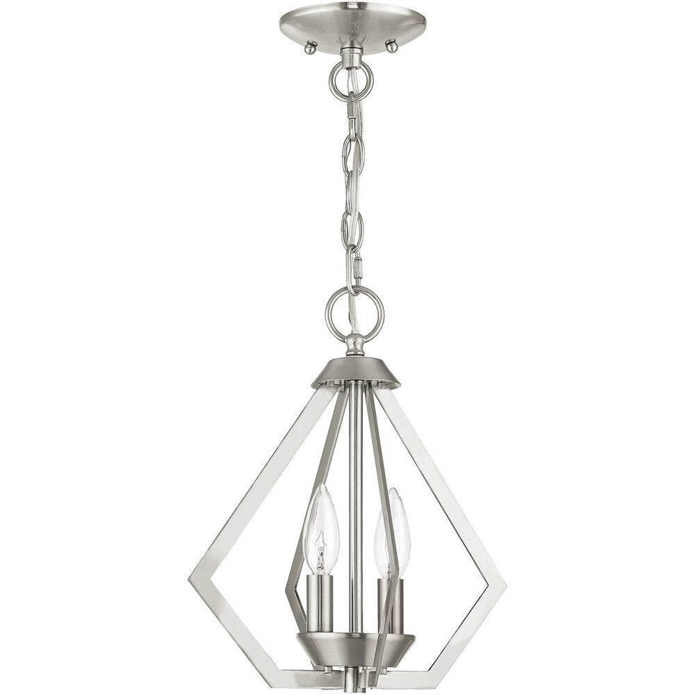 Nickel Two Light Metal Dimmable Chandelier With Shades