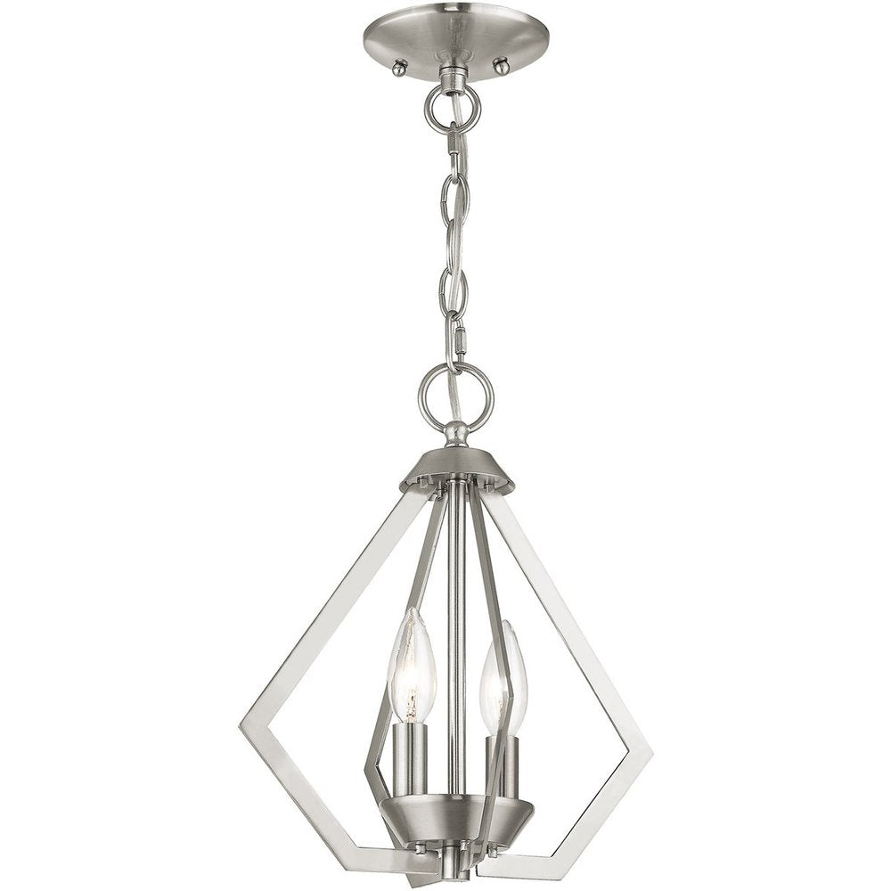 Nickel Two Light Metal Dimmable Chandelier With Shades