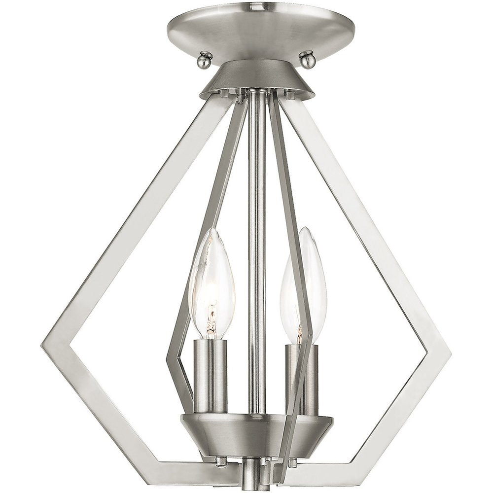 Nickel Two Light Metal Dimmable Chandelier With Shades
