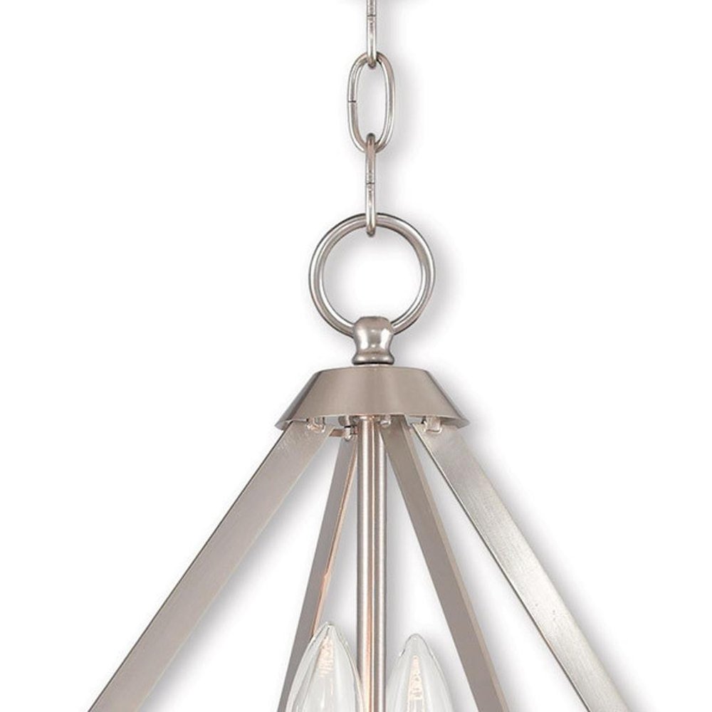 Nickel Two Light Metal Dimmable Chandelier With Shades