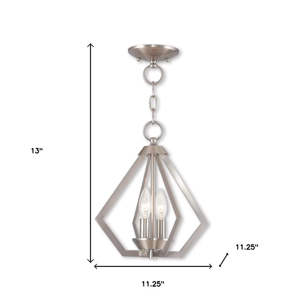Nickel Two Light Metal Dimmable Chandelier With Shades