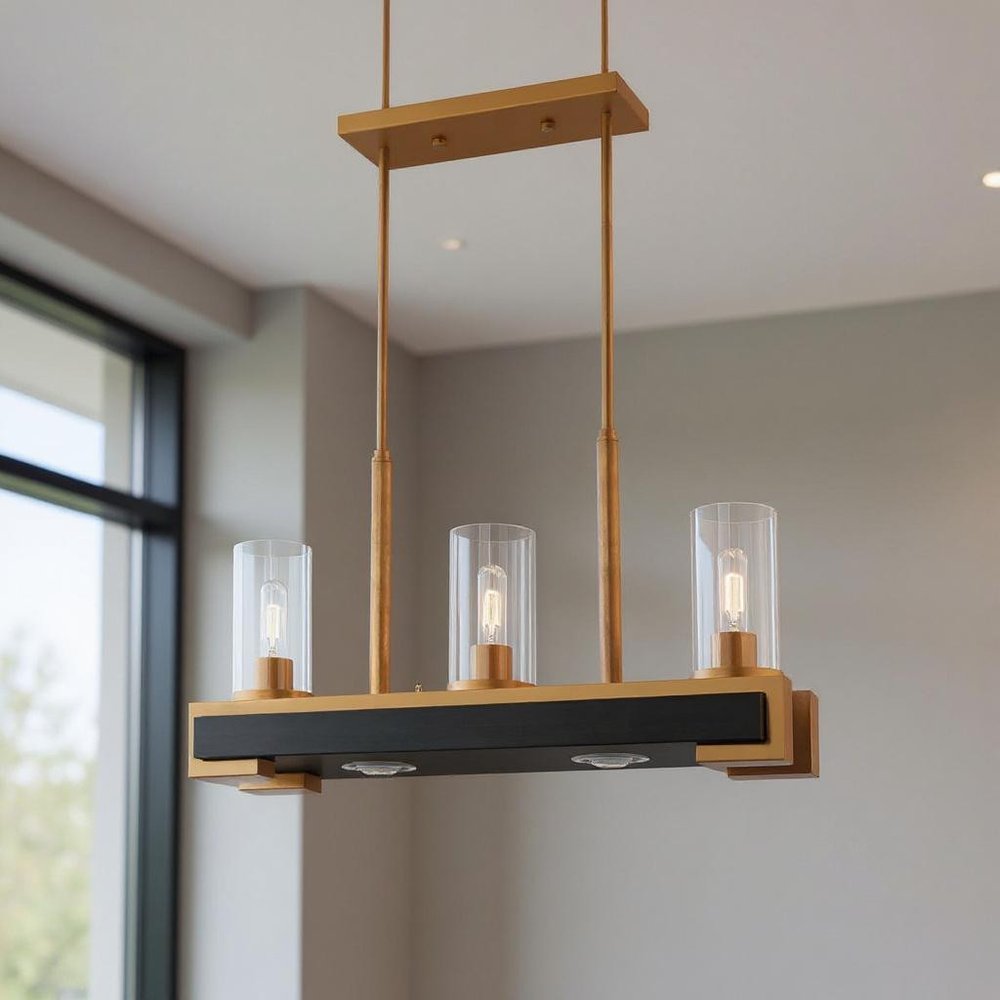 Gold Two Light Metal Dimmable Chandelier With Shades