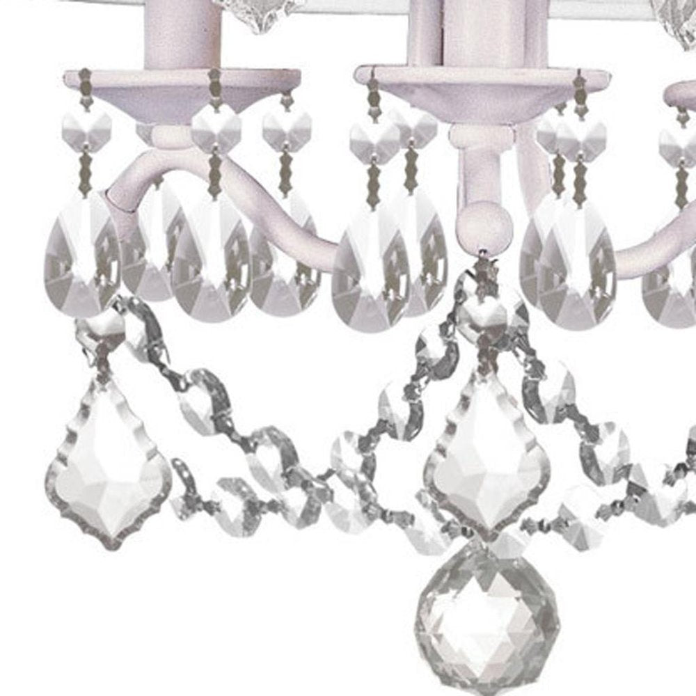 White Three Light Metal Dimmable Chandelier With Shades