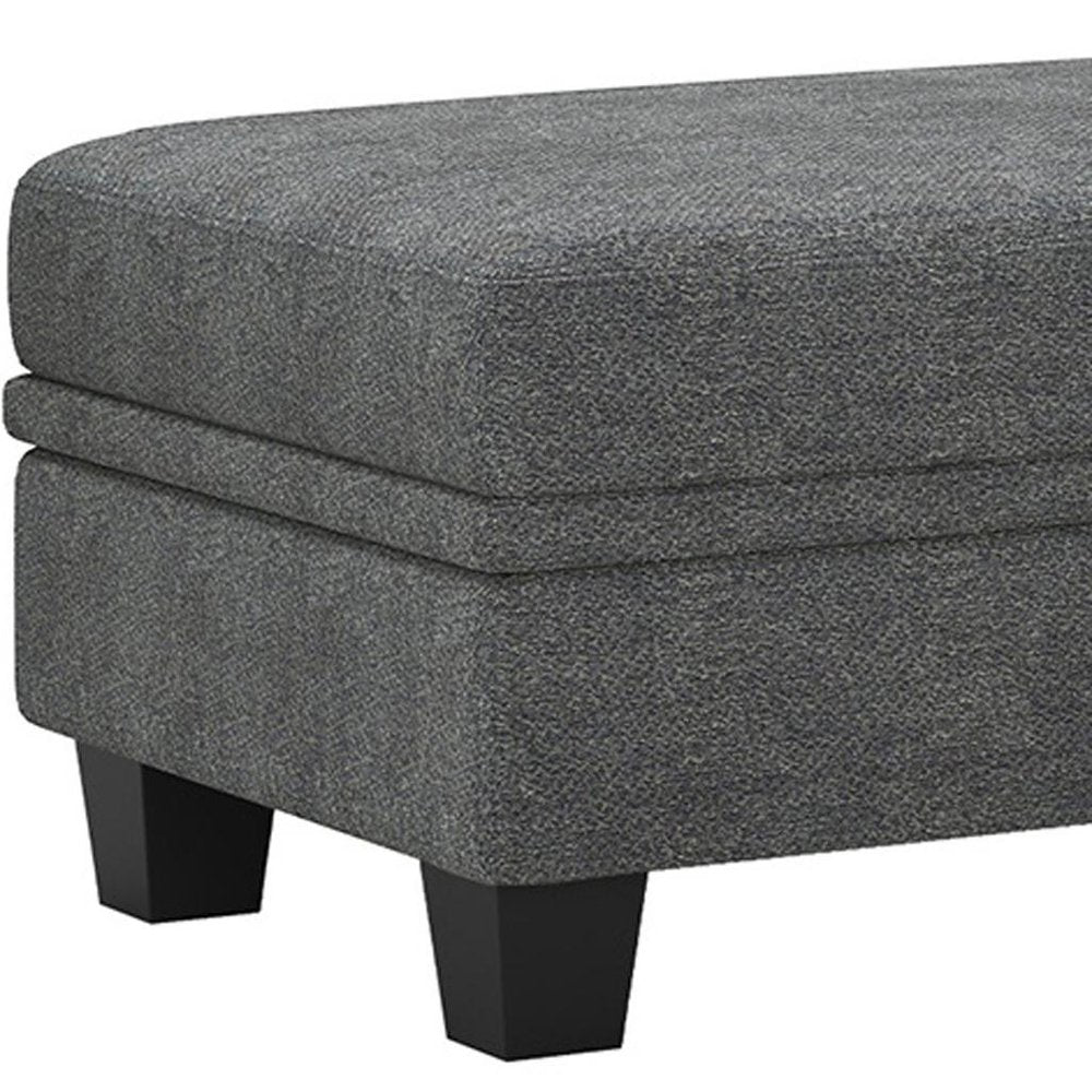 46" Light Gray And Black Chenille Ottoman With Storage