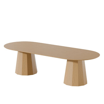 86" Natural Wood Double Pedestal Base Oval Dining Table
